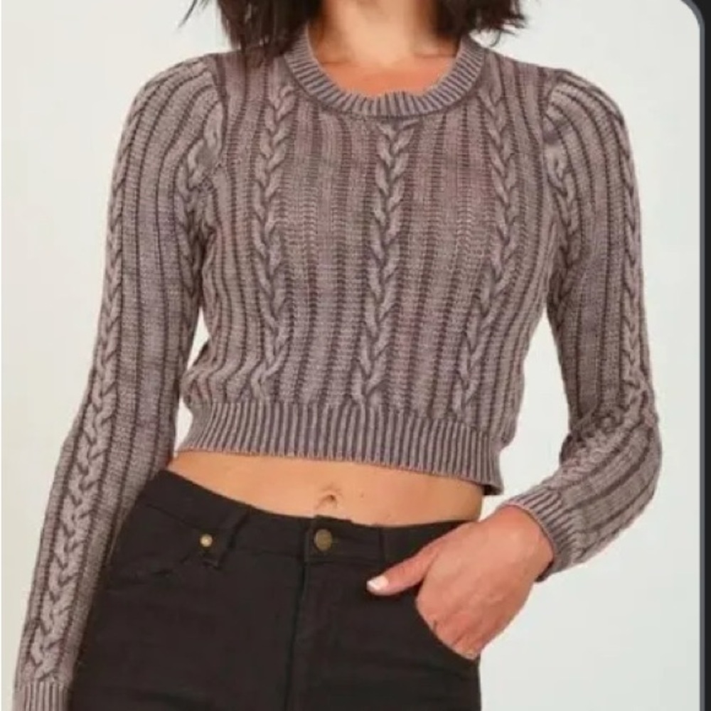 Vintage Havana Cable Knit Crop Sweater